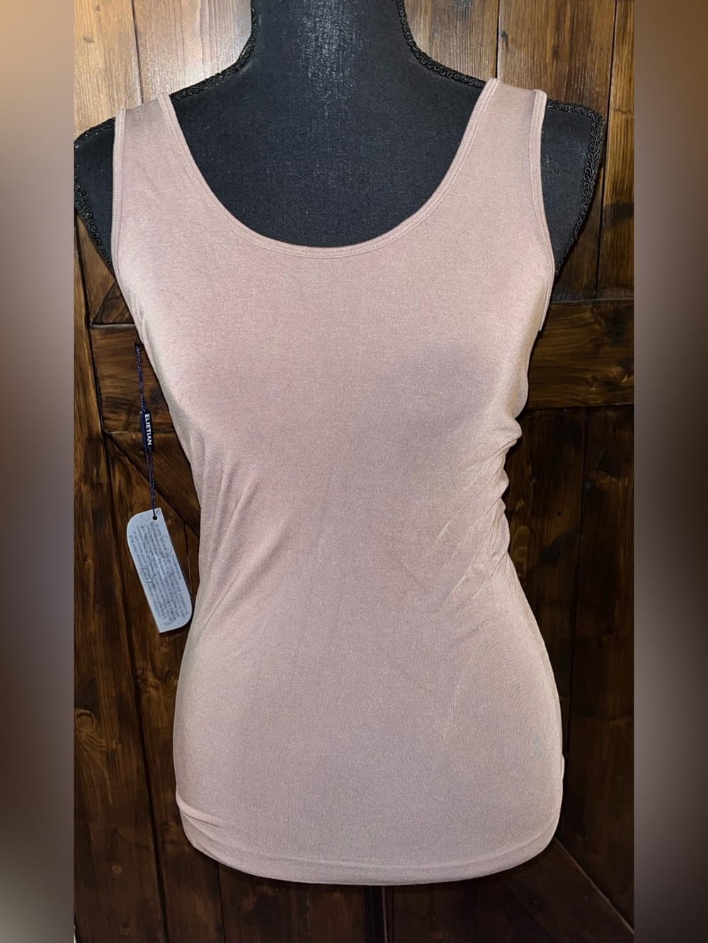 Elietian One-Size Seamless Scoop/V-Neck Reversible Tank in Vintage Khaki ET1003